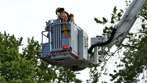Firefighters in the air Stock Footage 114769245
