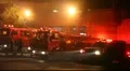 Firefighters and tankers against ferocious fire HD Footage