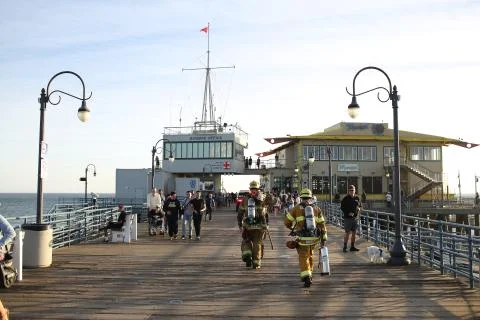 Firefighters on the beach Stock Photos