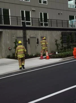 Firefighters on a call Stock Photos