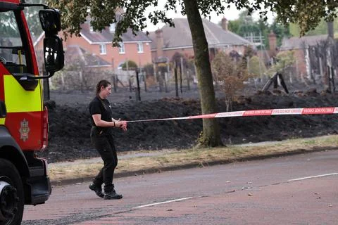 Firefighters continue to tackle fires in Stourbridge, United Kingdom - 14 Aug 20 Stock Photos
