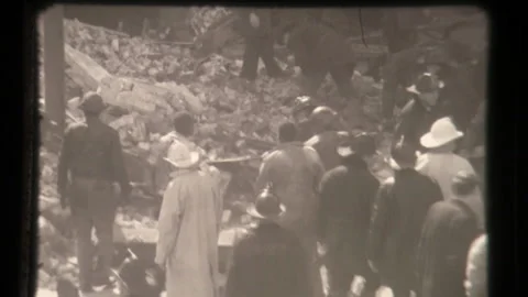 Firefighters Digging Through Rubble Collapsed Building Factory Collapse, Rescue  Stock Footage 130296881