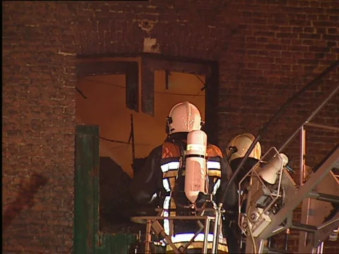 Firefighters on elevator Stock Footage 655403