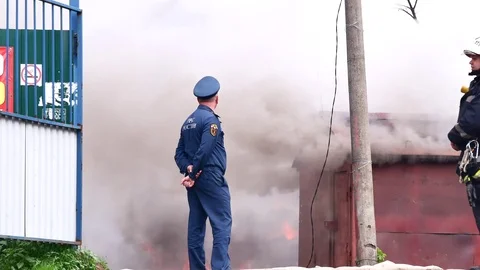 Firefighters fight fire. Stock Footage 109388745
