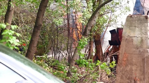 Firefighters fight fire. Stock Footage 109388754