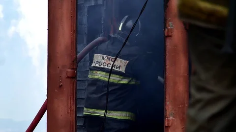 Firefighters fight fire. Stock Footage 109388925