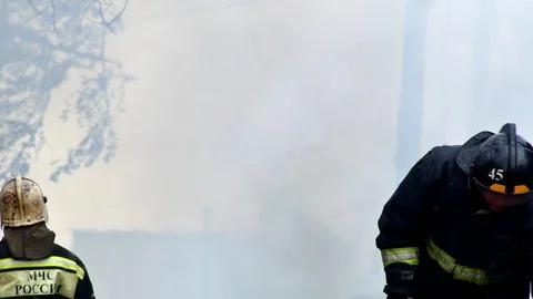 Firefighters fight fire. Stock Footage 109389175