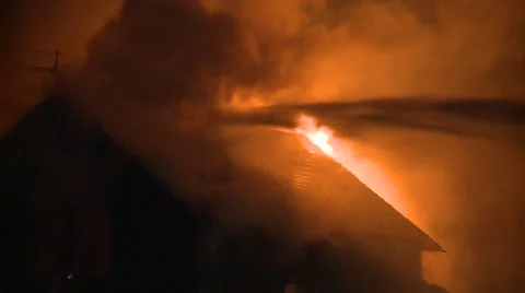 Firefighters Fighting Fire Close Up Stock Footage 44901617