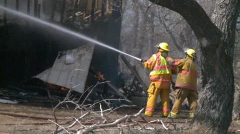 Firefighters Fighting Fire Stock Footage 37251488
