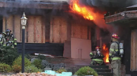 Firefighters Fighting Fire Video stock 44236074