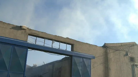 Firefighters fighting fire in warehouse Stock Footage 698917