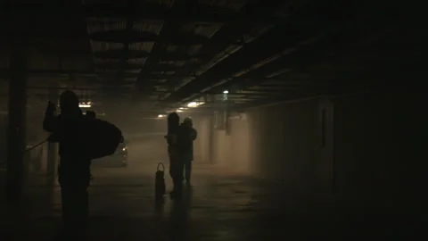 Firefighters With Flashlight Stock Footage 266409460