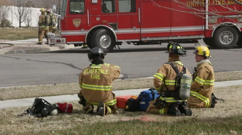 Firefighters on Grass HD3874 스톡 동영상 2896773