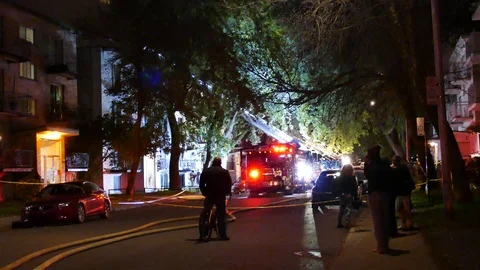 Firefighters intervention in the street Stock Footage 120162546
