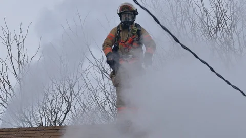 Firefighters making sign to chief Stock Footage 103301234