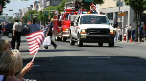 Firefighters Parade HD Stock Footage 732820