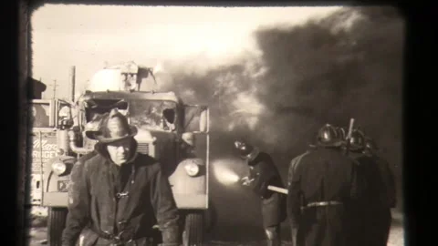 Firefighters Put Out Flames From Burning Train, Railroad Accident, Firemen Fire Stock Footage 130296768