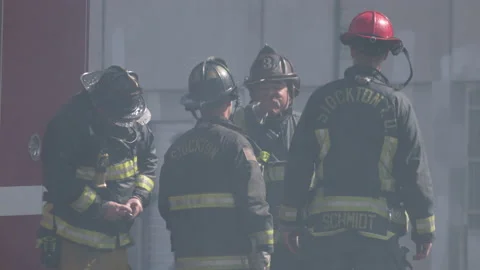 Firefighters Putting Out Large Fire - Stockton, CA Stock Footage 189648652