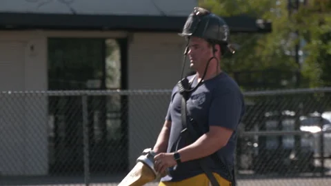 Firefighters Putting Out Large Fire - Stockton, CA Stock Footage 189655448