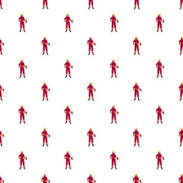 Firefighters in red uniform seamless pattern design Stock Illustration
