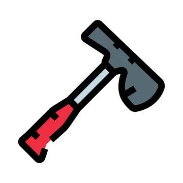 Firefighter's rescue axe with red handle icon Illustration
