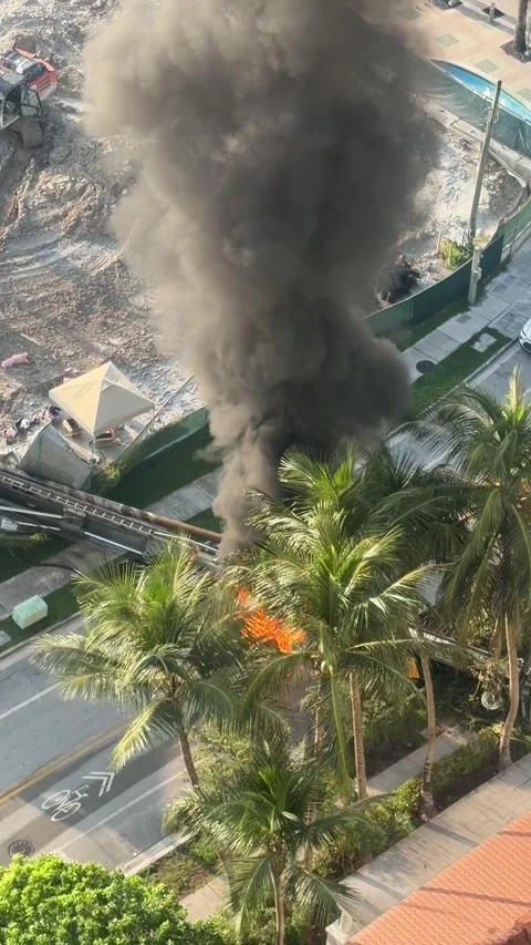 Firefighters Rescue Man Trapped Under Brickell Crane Collapse, Brickell, Miami,  Stock Footage 345600135