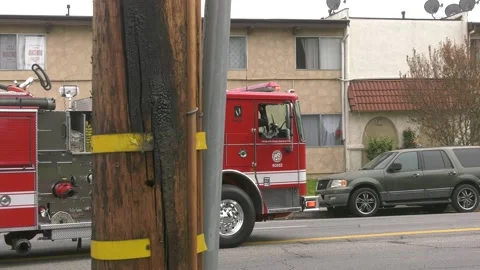 Firefighters respond fast to building fire Stock Footage 220020602