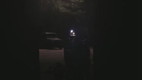 Firefighters Searching in Dark Environment with Flashlights Stock Footage 288084337