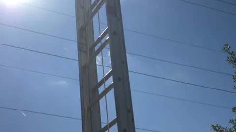 Firefighters set up a rescue ladder for ... | Stock Video | Pond5
