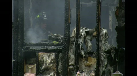 Firefighters through window Stock Footage 511609