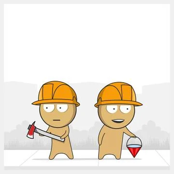 Firefighters with tools Stock Illustration