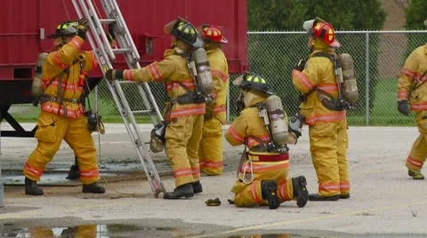 Firefighters  training Video stock 8967289