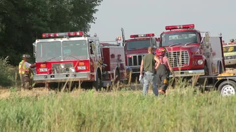Firefighters with Trucks Video stock 12533413