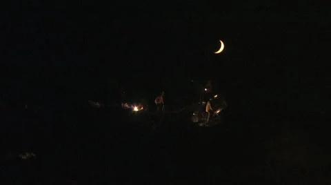 Firefighters under Crescent Moon Video stock 7739727