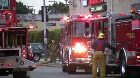 Firefighters at Work Stock Footage 1644446