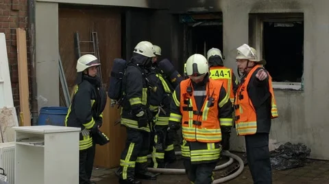 Firefighters at work Stock Footage 64549290