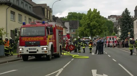 Firefighters at work Stock Footage 64549379