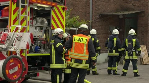 Firefighters at work Stock Footage 64549570