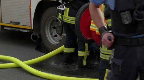 Firefighters at work Stock Footage 64549684