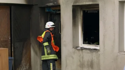 Firefighters at work Stock Footage 64550003