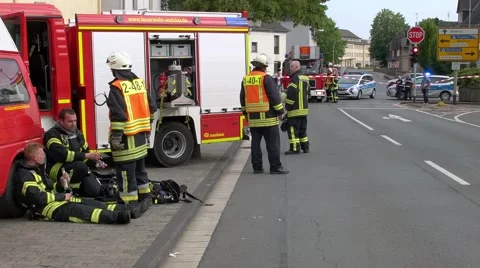 Firefighters at work Stock Footage 64550015