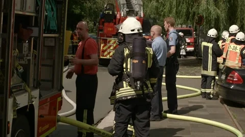 Firefighters at work Stock Footage 64751996