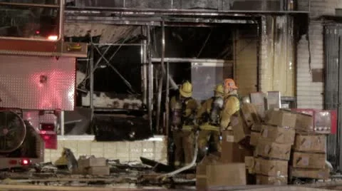 Firefighters at Work in Los Angeles Stock Footage 10794590
