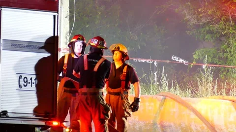 Firefighters working Stock Footage 116017426