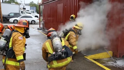 Firefighters conduct a joint fire control training exercise - 2018 Stock Footage 92919236