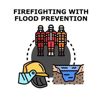Firefighting and flood prevention services concept Stock Illustration
