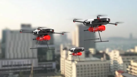 Firefighting Drone 4 Stock Footage 256296666