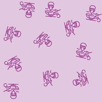 Firefighting helicopter line vector seamless pattern Stockillustratie