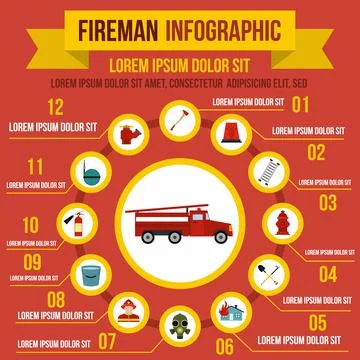 Firefighting infographic elements, flat style Illustrazione stock