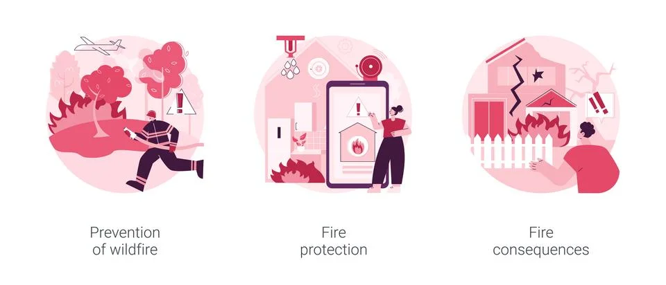 Firefighting service abstract concept vector illustrations. Stock Illustration